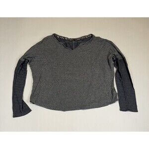 Prana Size M Grey Hemp Cotton Knit Long Sleeve Top Dolman Sleeves